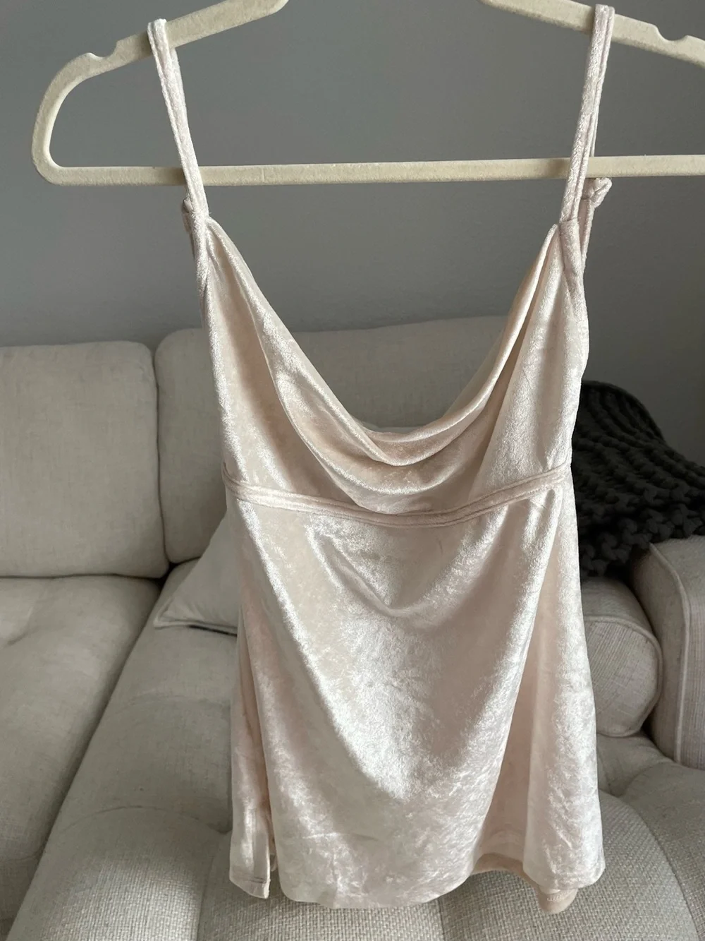 NWT Free People All Night Velvet Cowl Neck Open Back Camisole Champagne $68